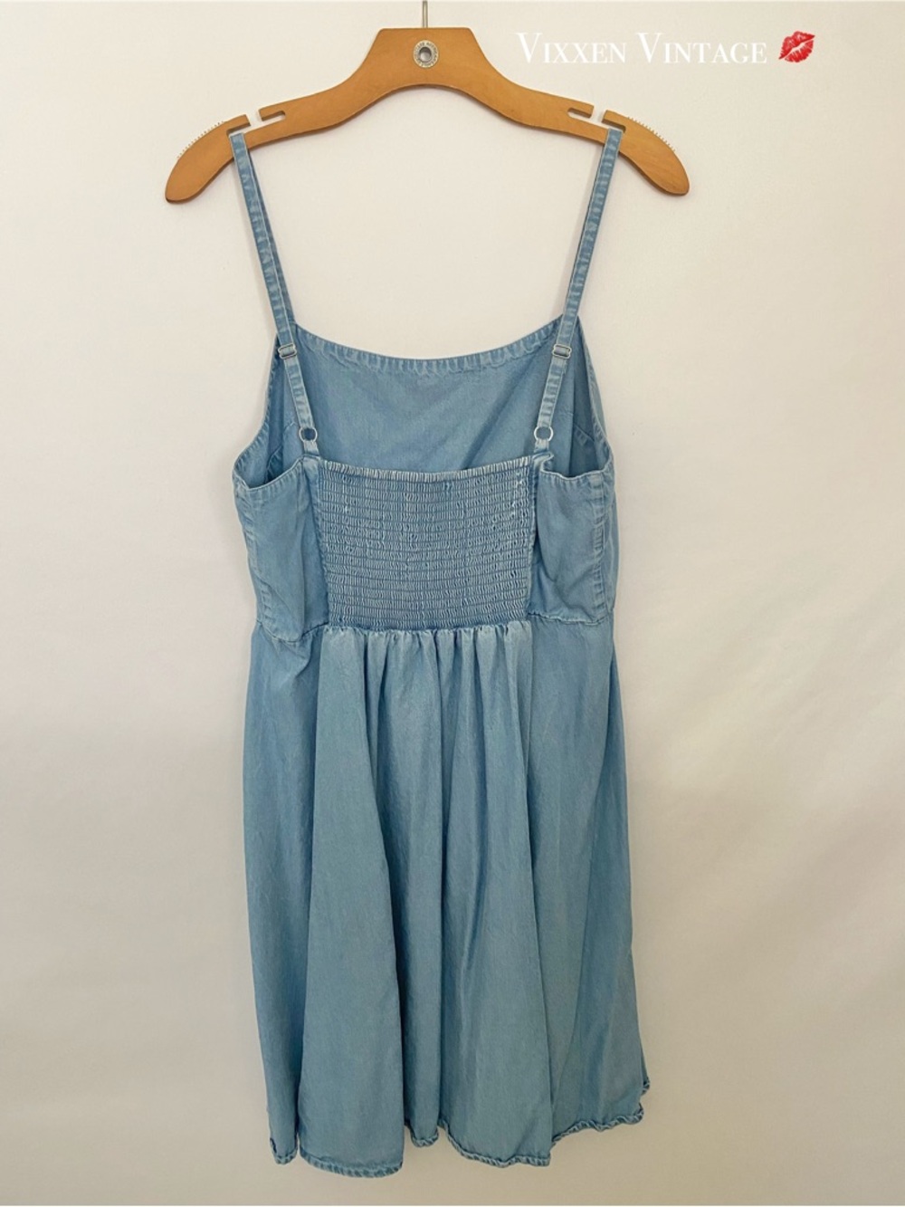 GAP SQUARE NECK CAMI CHAMBRAY FIT & FLARE MINIDRESS IN LIGHT WASH - Picture 5 of 7